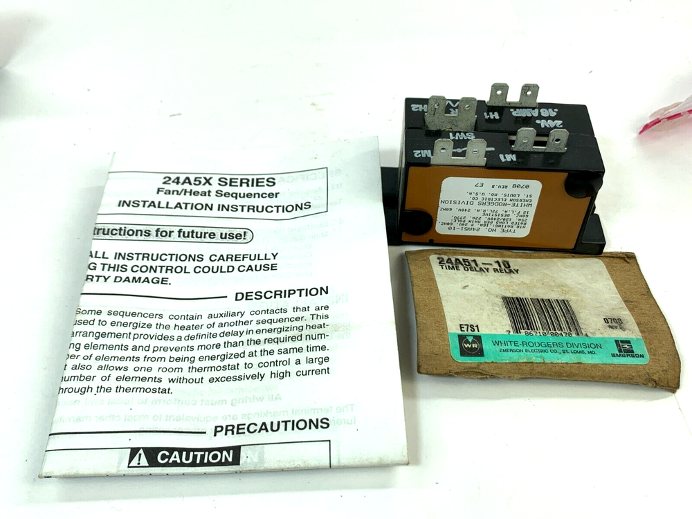 NEW White Rodgers 24a51-10 Time Delay Relay