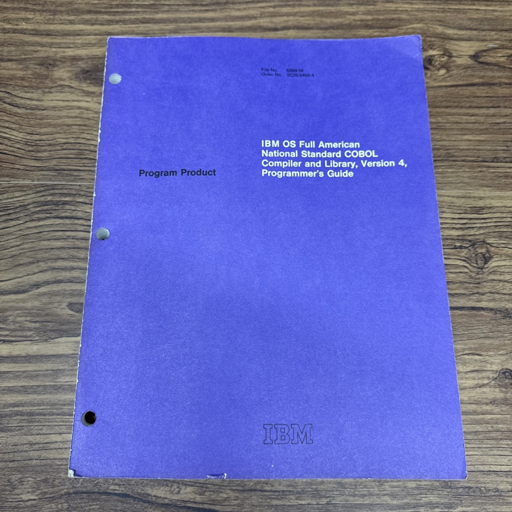 IBM OS COBOL Version 4 Programmers Guide 5734-CB2 5734-LM2 1970's Nat Standard