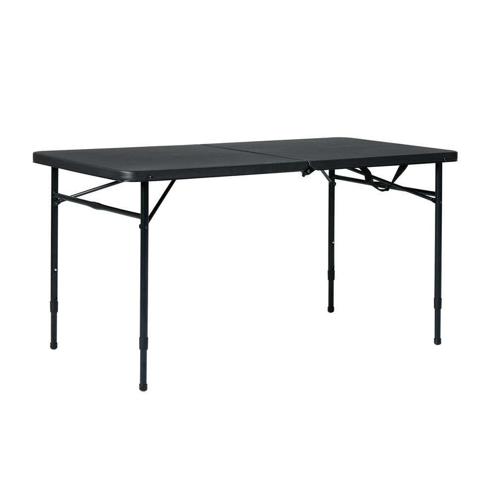 4 Foot Foldable Table Adjustable Height Portable Folding Table Black Finish