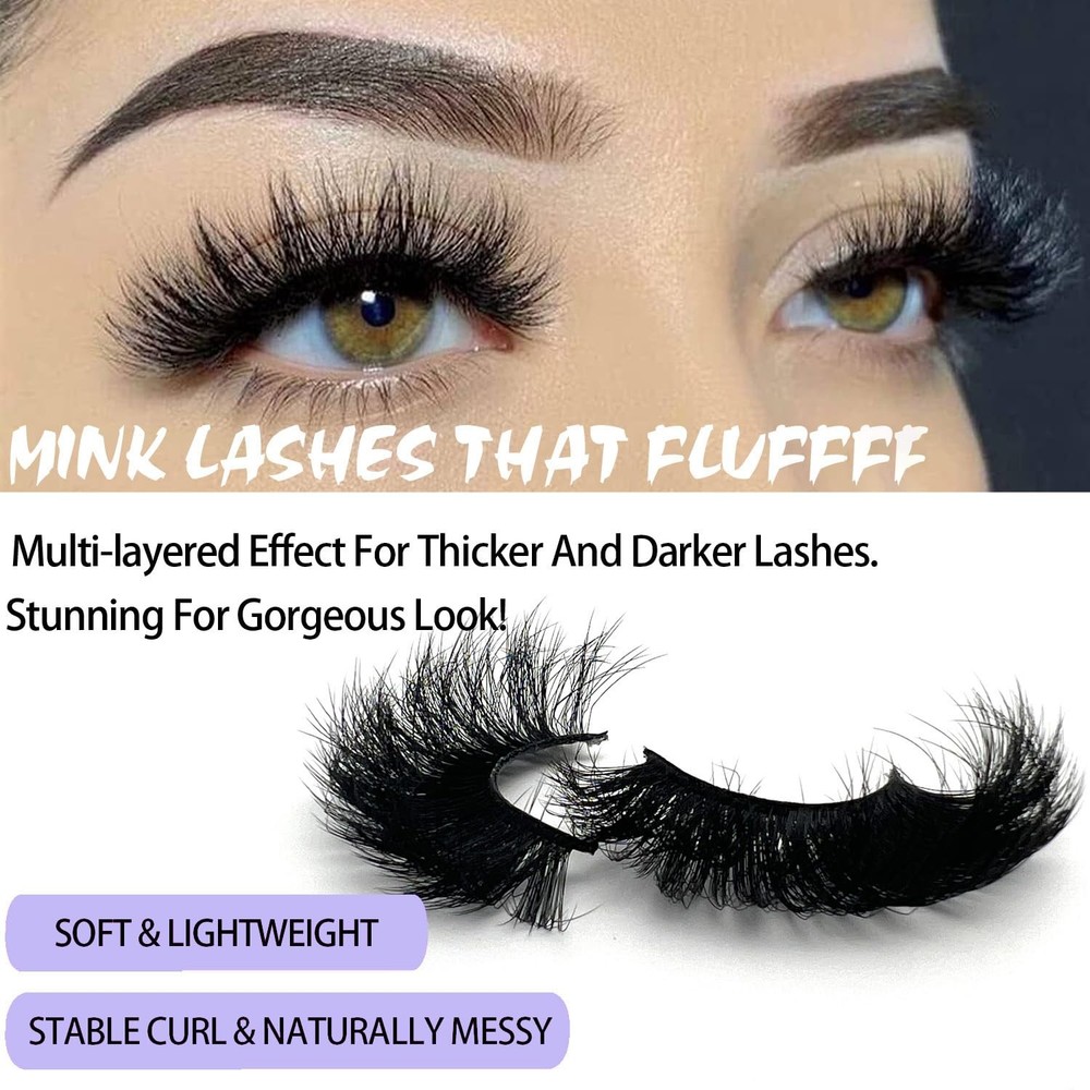 Mink Lashes Fluffy Wispy 20mm 3D Volume Full Dramatic |16-20mm