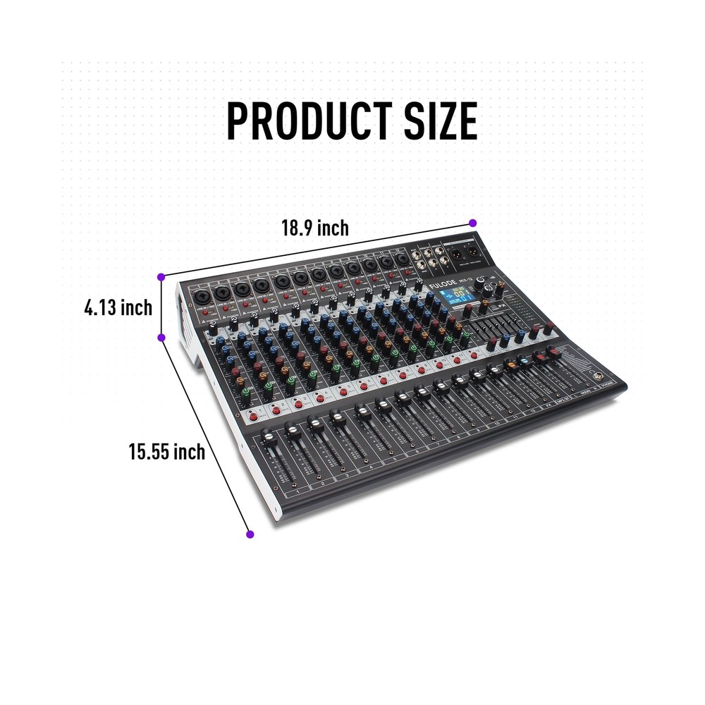 12-Channel Bluetooth Studio Audio Mixer 99 Bit DSP Digital Processor w/USB MP...
