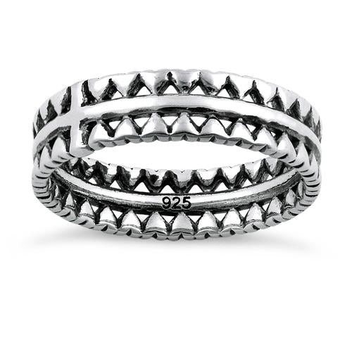 925 Sterling Silver Triangle Pattern Eternity Ring
