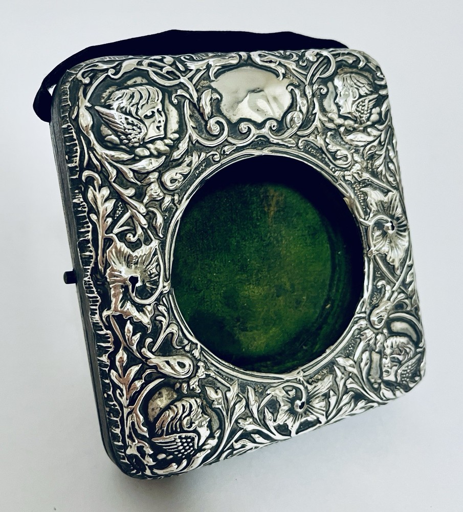Antique Solid Sterling Silver Framed Goliath Pocket Watch Holder Case 1905