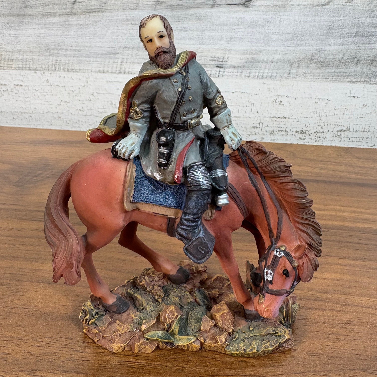 Civil War Stonewall Jackson Mounted Battle Scene Figure Hand Painted Resin 4"x5"