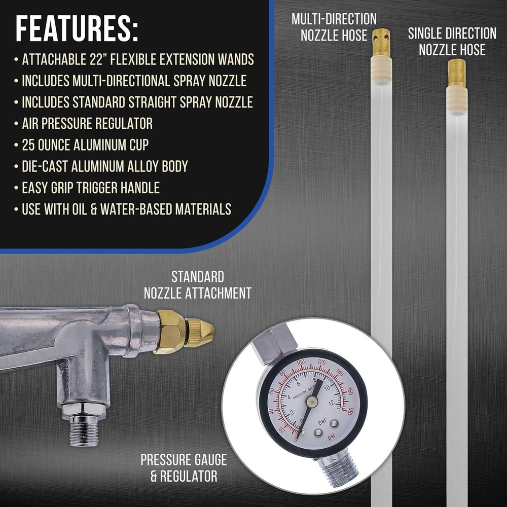 Master Elite Air Rust Proofing and Undercoating Gun with Gauge & Suction Feed Cu