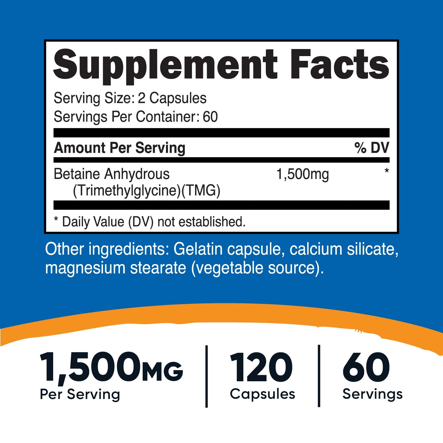 Nutricost Betaine Anhydrous 1500mg, 60 Servings