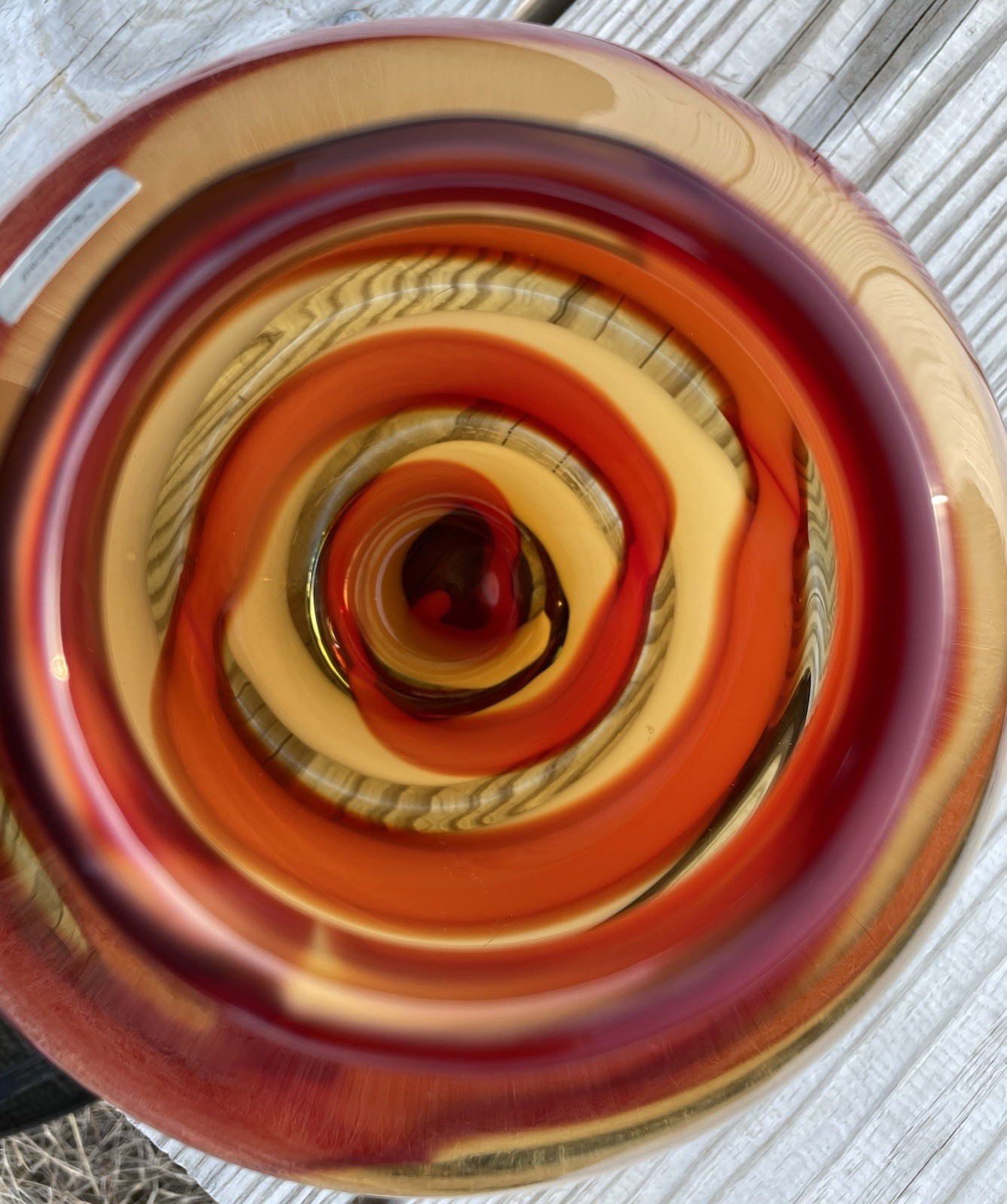 Waterford Evolution “Red Sea” Crystal Amphora Art Glass Vase, swirl design