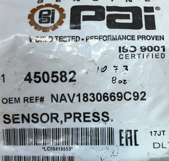 ICP Injector Pressure Sensor for International. # 450582 Ref.# 1830669C92