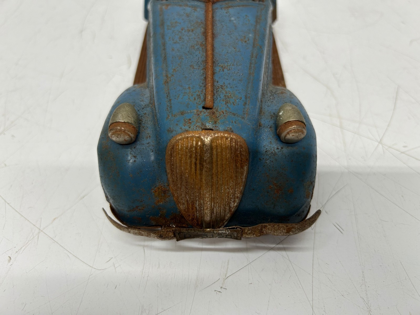 Vtg c1940s D-3150 Wind Up Toy Car Blue BMW German US Zone Maybe Distler As Is