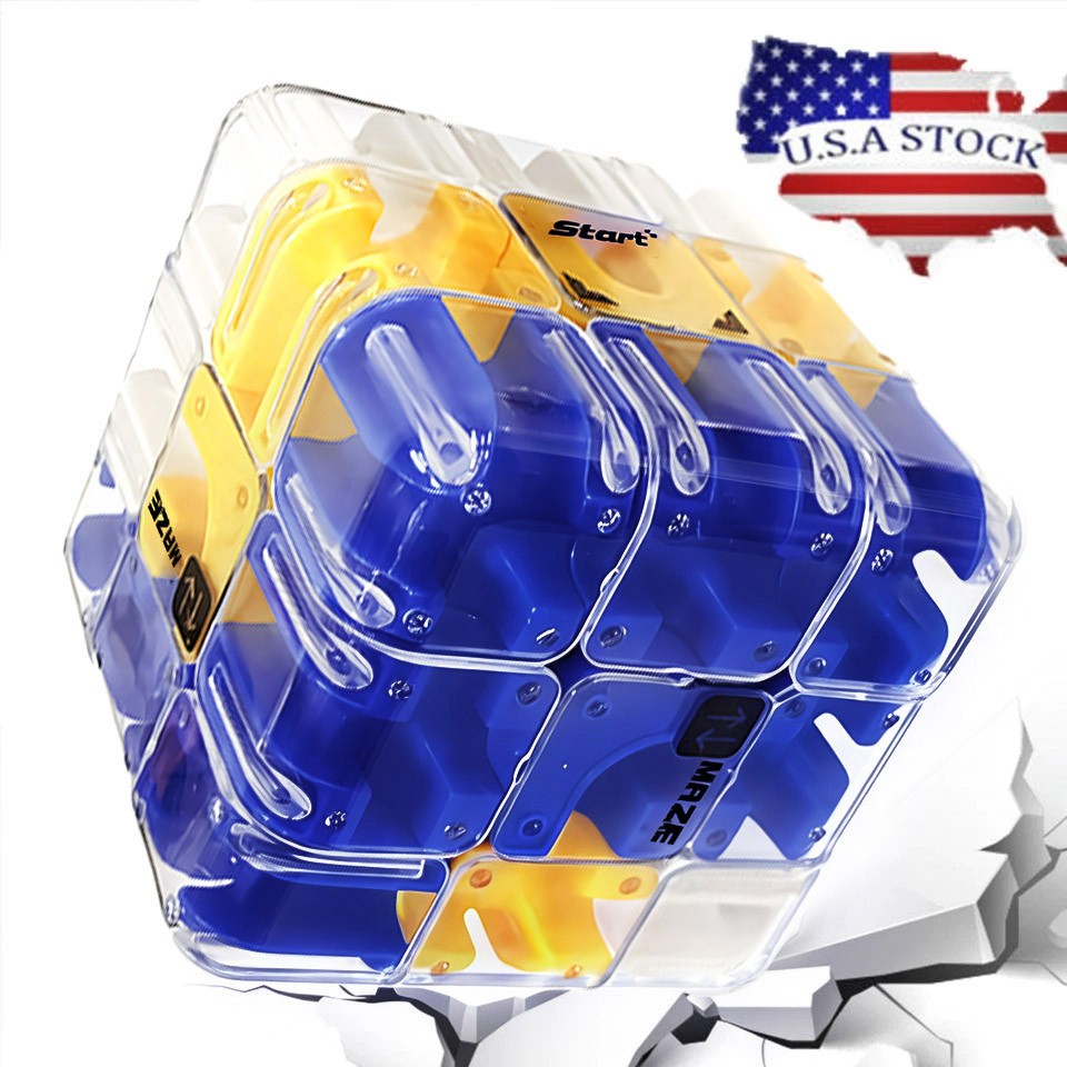 Large 3D Labyrinth Puzzle Maze Cube - Engaging Brain Teaser Toy, Improve Spatial