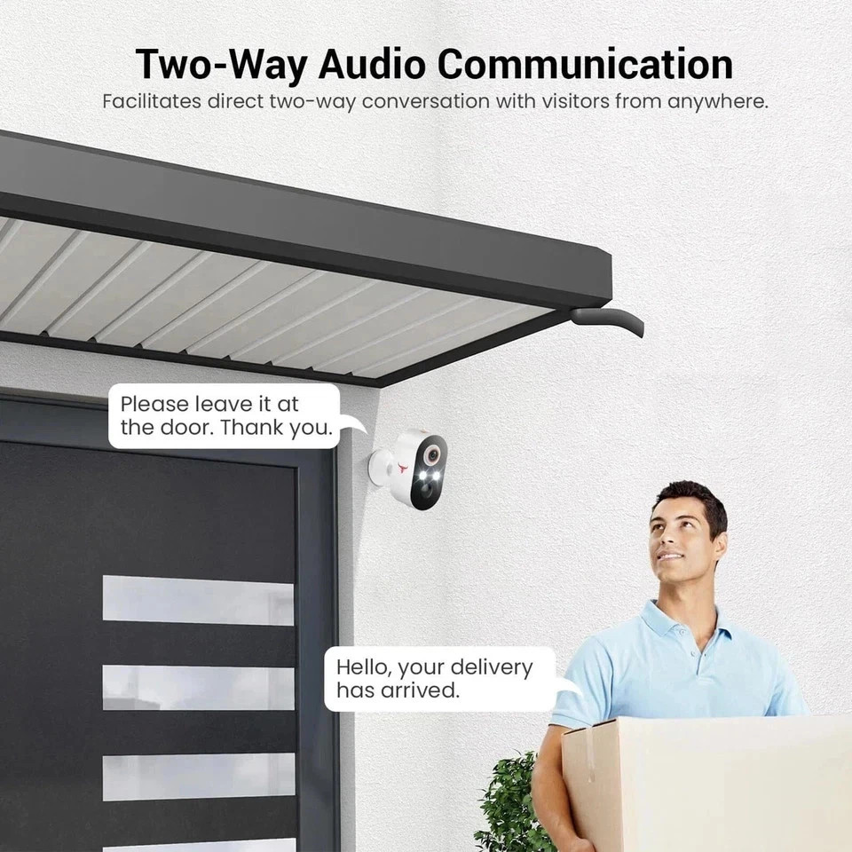 2 Pack Wireless Security Camera System Smart Night Vision Outdoor WiFi Cameras