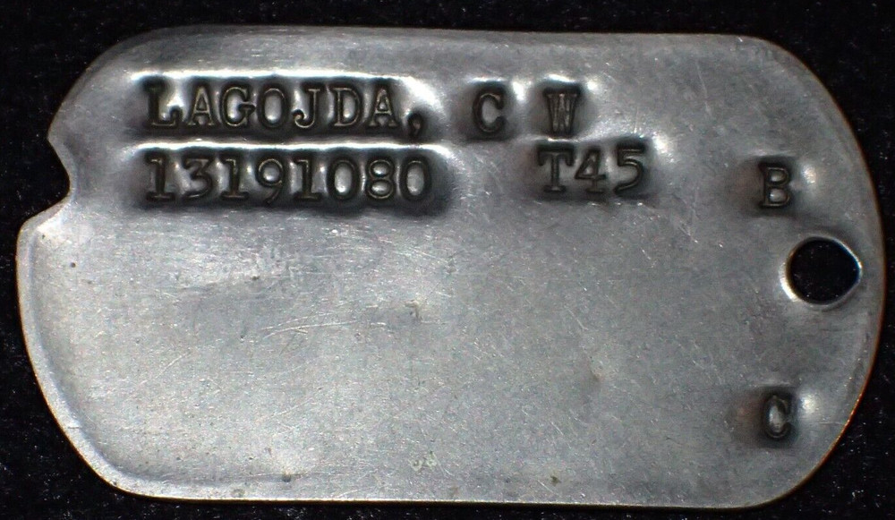 WWII US AAF Personnel ID Disc "Dog Tag" PFC Charles W. LAGOJDA T45 (single)