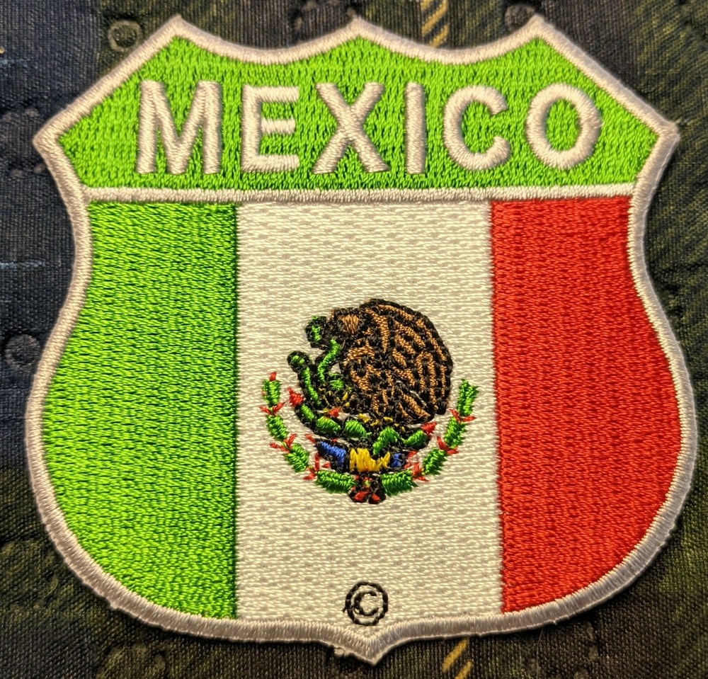 Mexico Flag Mexican Flag Shield Embroidered Biker Patch