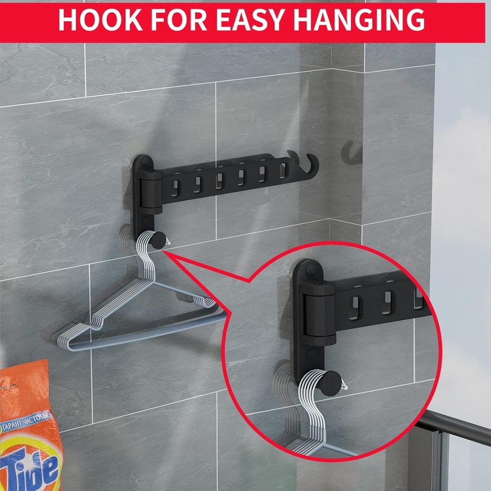 Laundry Drying Rack Wall Mounted Clothes Drying Rack Clothes Hanger Black One Pc