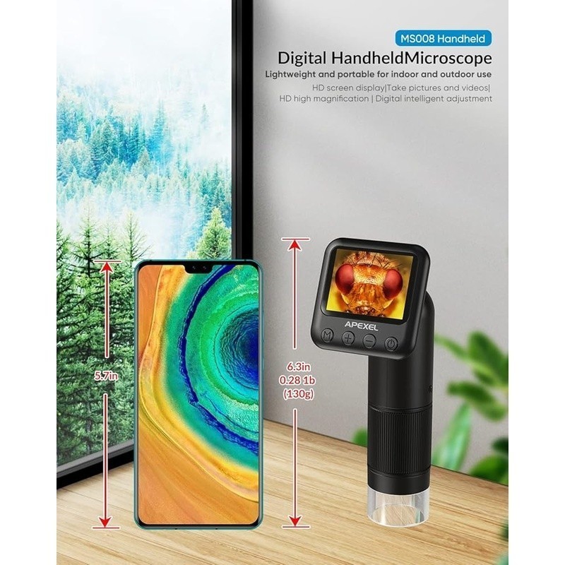 Portable Digital Microscope 400X 800X LCD Screen Rechargeable Educational Tool