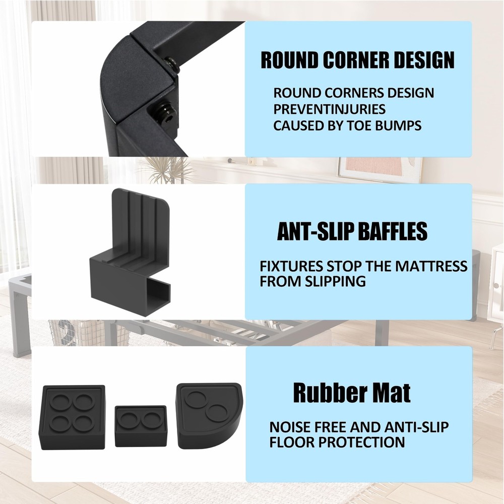 FUIOBYVV 12 Inch Full Metal Platform Bed Frame