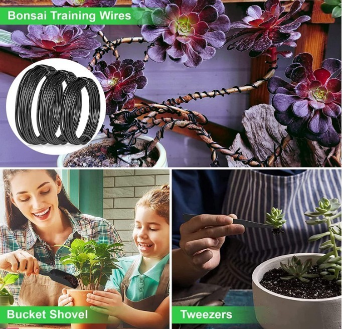 Bonsai Tools Kit 24PCS Bonsai Tree Starter Set Pruning Shears Scissors PU Bag