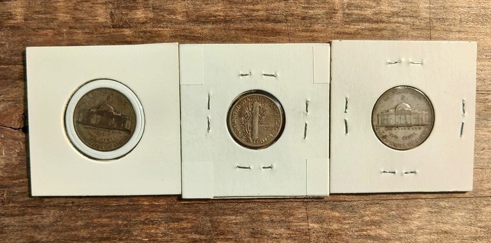 SILVER WAR NICKELS MERCURY DIME WWII ISSUES TRIO