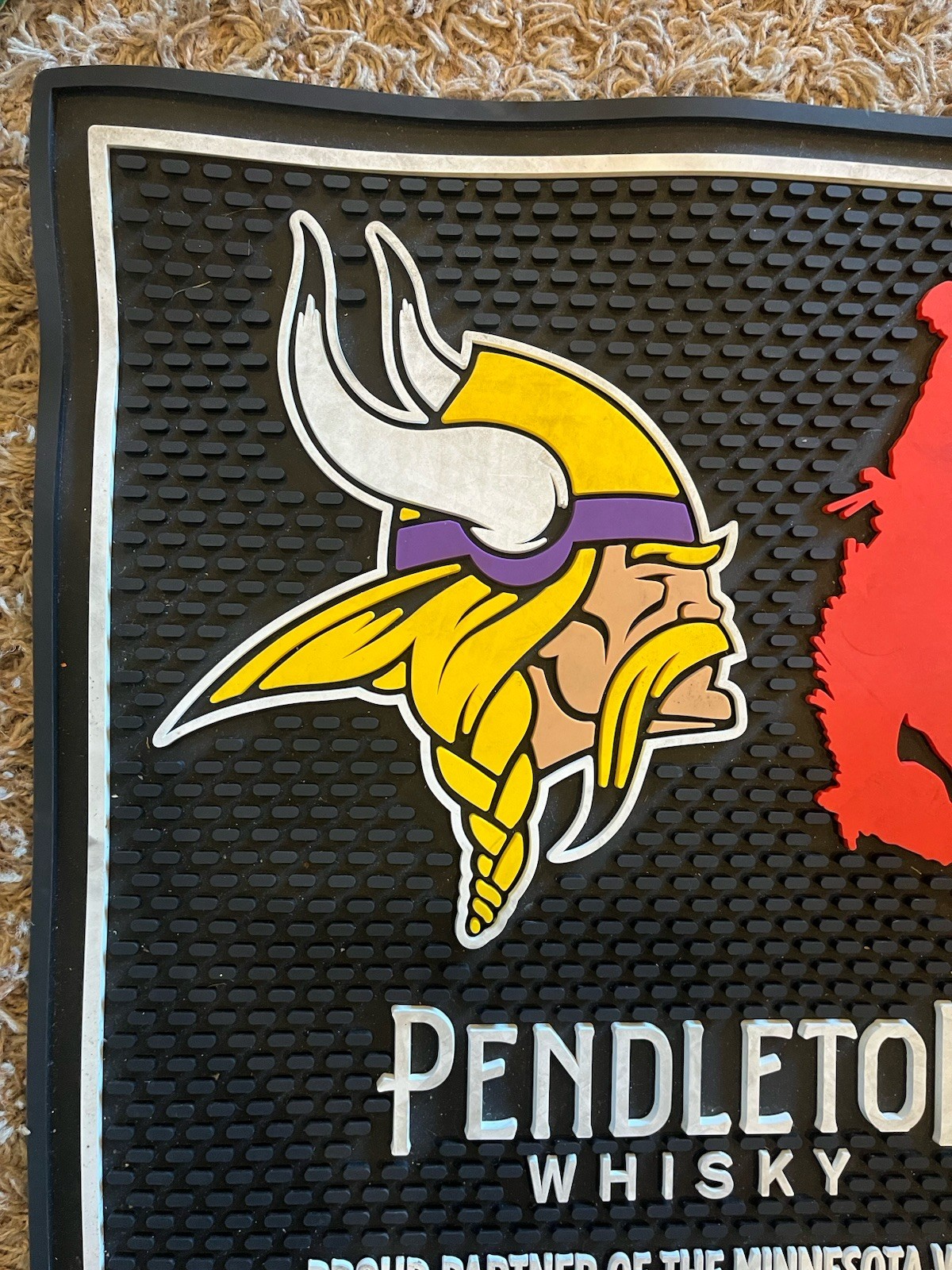 Minnesota Vikings Pendleton Whiskey Bar Spill Mat Rubber Let Er Buck Football MN