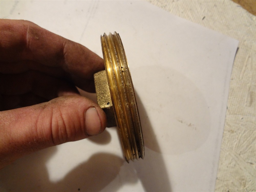 3" BRASS CLEANOUT PLUG / CAP- RAISED HEAD - THREADED PIPE FITTING