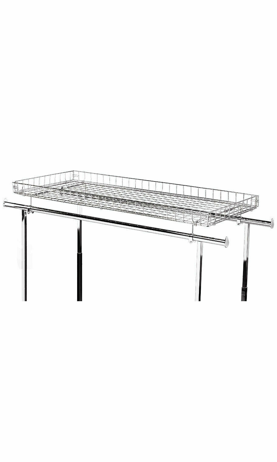 Wire Basket Topper for Double Rail Clothing Rack 52 ½ “ x 22 ½” Chrome