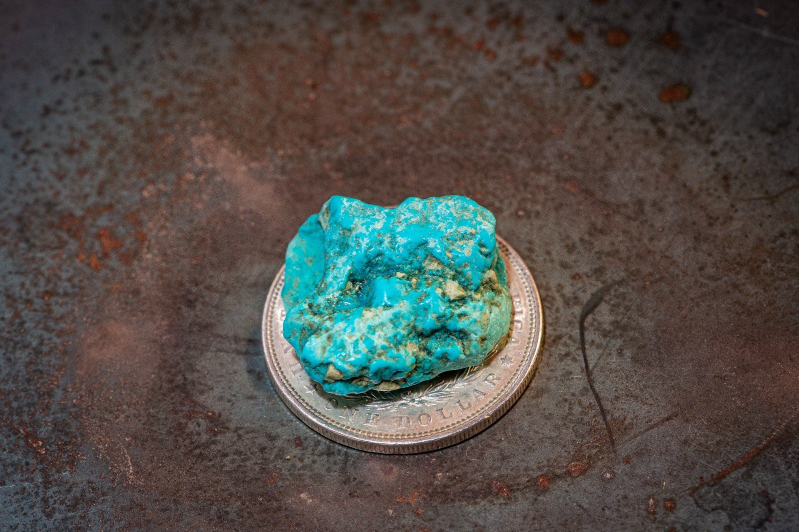 Natural Gem Hard Iron Mask Turquoise Nugget!RARE! RARE! New Mexico! 12 Grams!