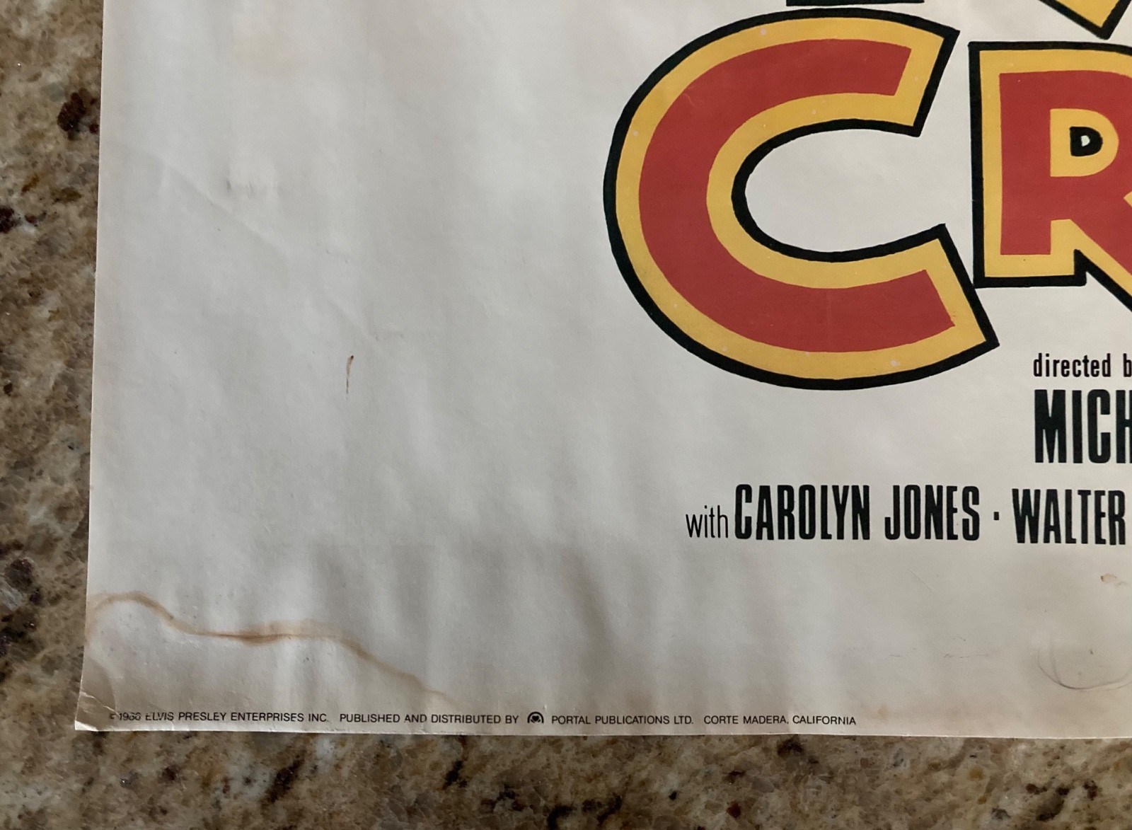 1986 ELVIS PRESLEY KING CREOLE LITHO POSTER 28'' X 20''