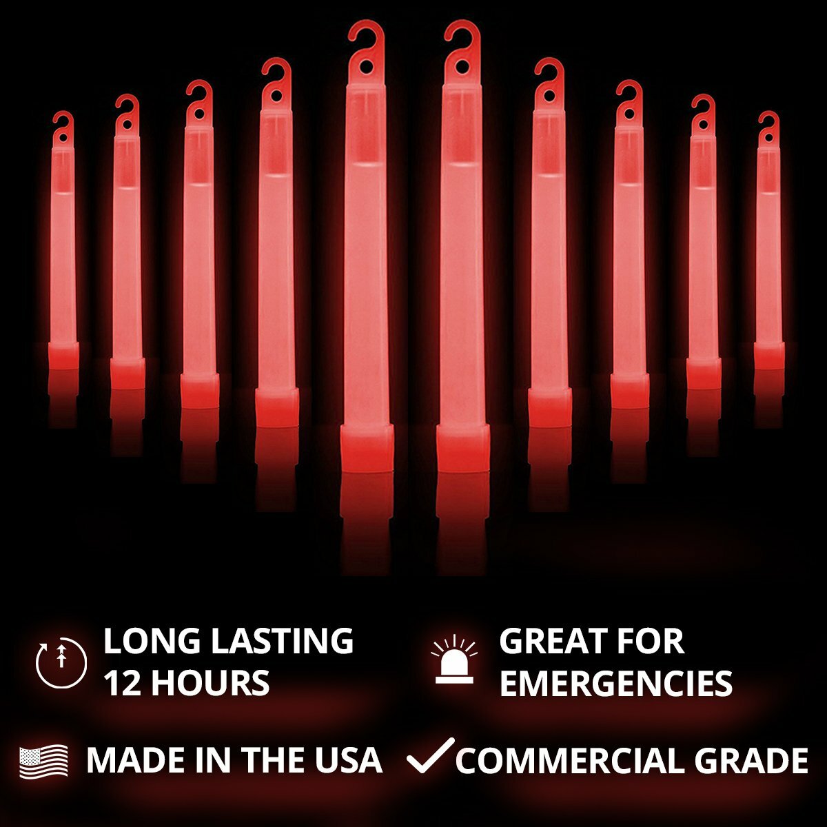 LOT OF 8 Cyalume Red Light Sticks 12 Hour SURVIVAL PREPPER BUG OUT EMP EX 6/2026