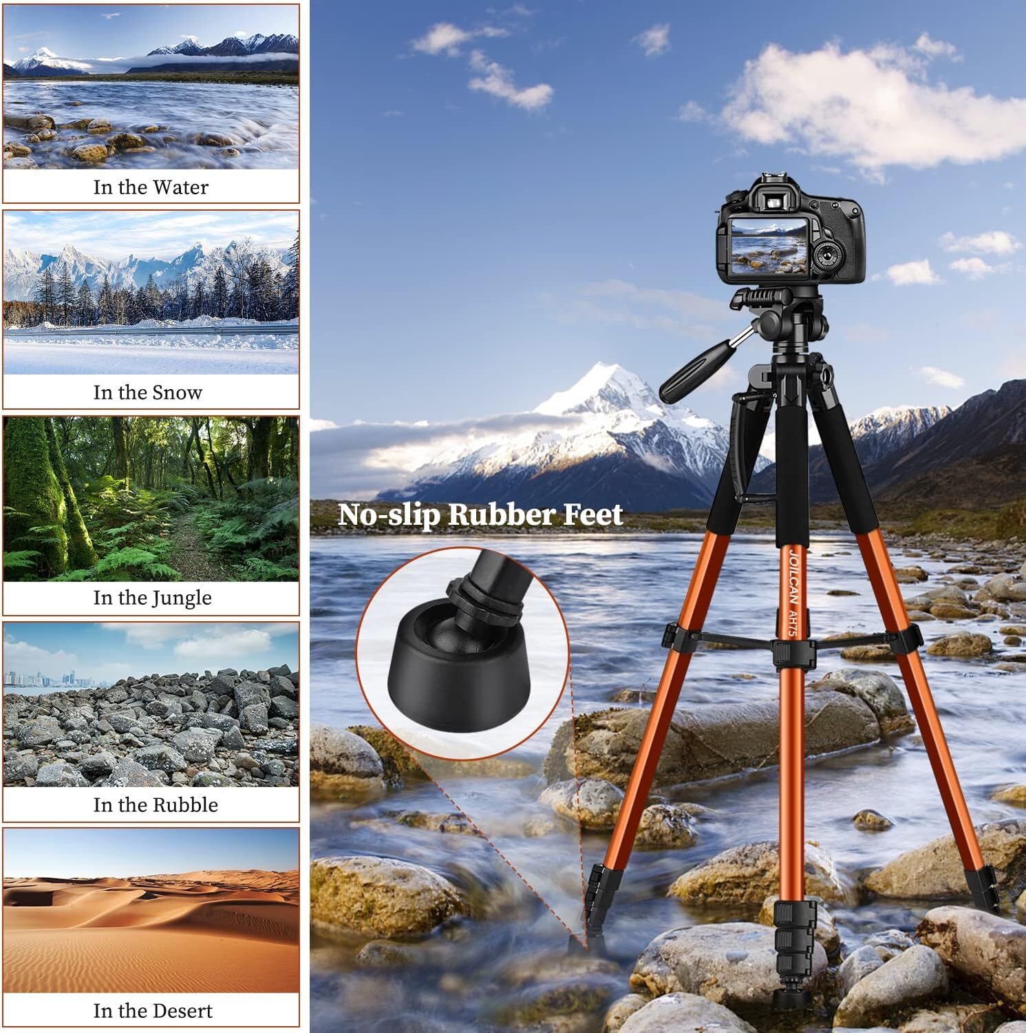 74" Tripod Camera Tripods Stand Heavy Duty Portable Laser Level Spotting Scope