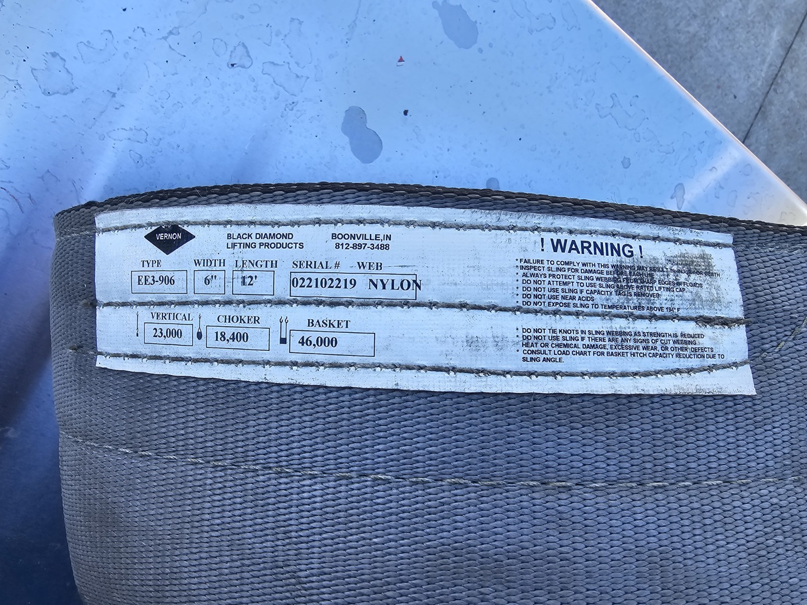 VERNON BLACK DIAMOND LIFTING PRODUCTS 6" X 12' NYLON SLING USA CHOKER STRAP