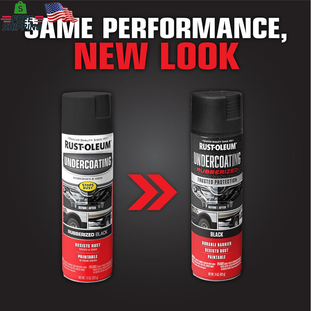 Rust-Oleum 248657-6PK Stops Rust Undercoating Spray, 15 Oz, Rubberized Black, 6