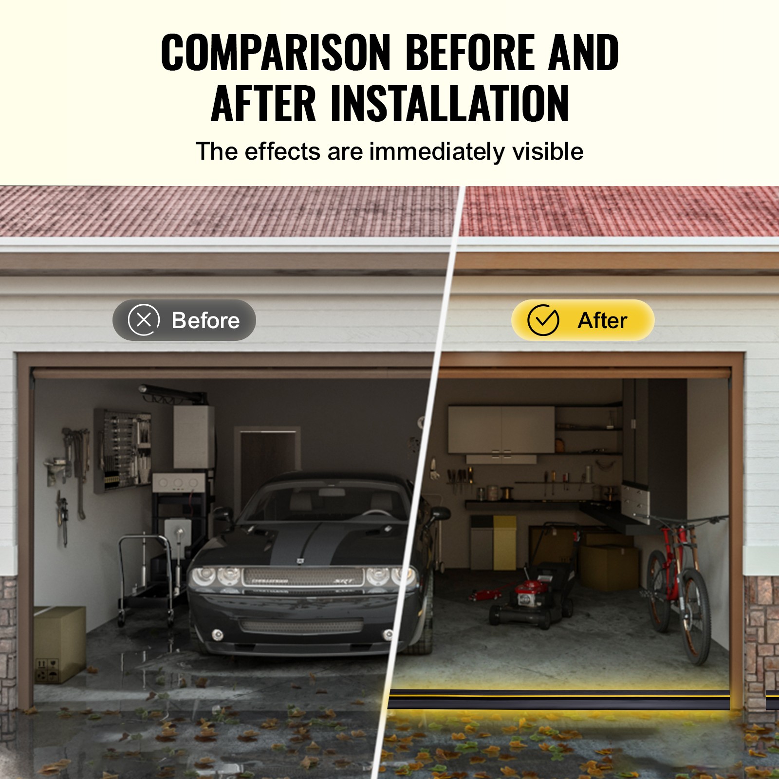 Garage Door Threshold Seal Strip 20 FT Universal Bottom Waterproof PVC