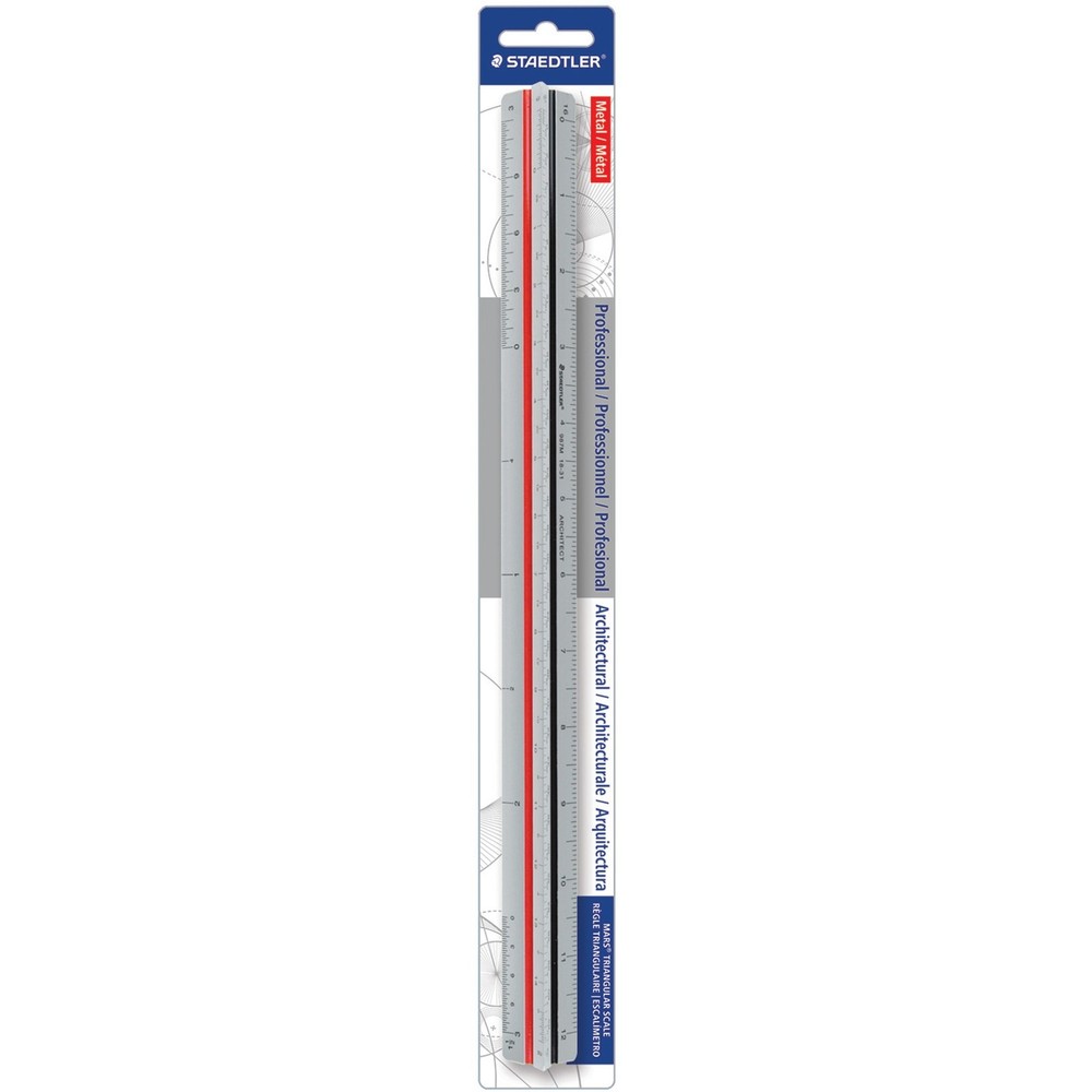 Staedtler 987M1831BK Architect Triangular Scale 12" Aluminum Silver