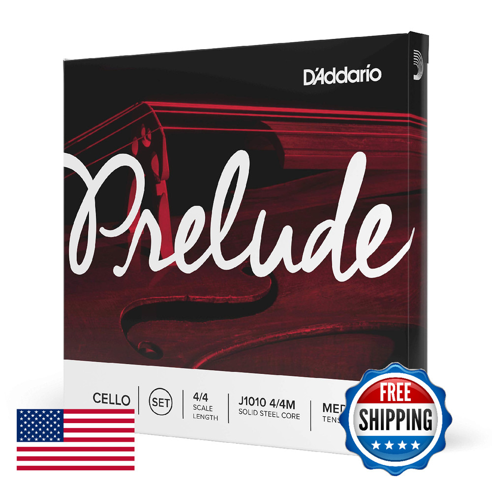 D’Addario J1010 Prelude Cello String Set, 4/4 Medium – Solid Steel, Durable