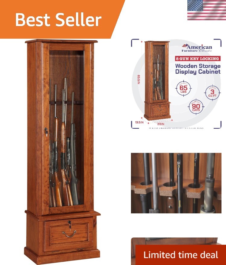 Model Wood Gun Display Cabinet, Brown