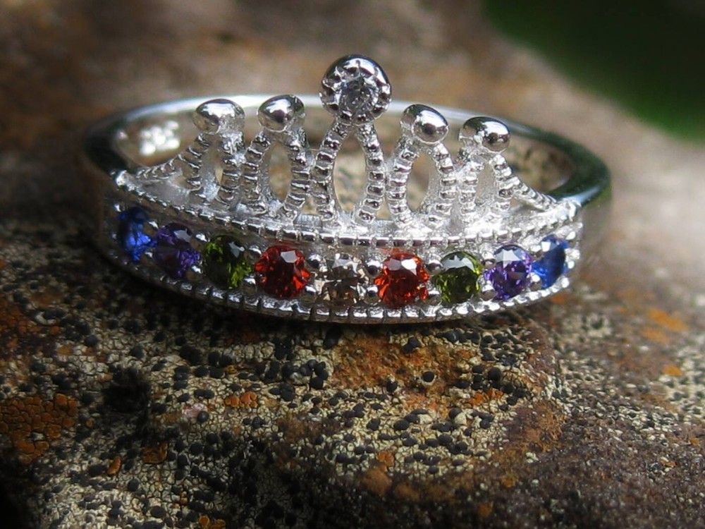 METAPHYSICAL UNICORN RING 925 STERLING MULTI GEM STONE CROWN