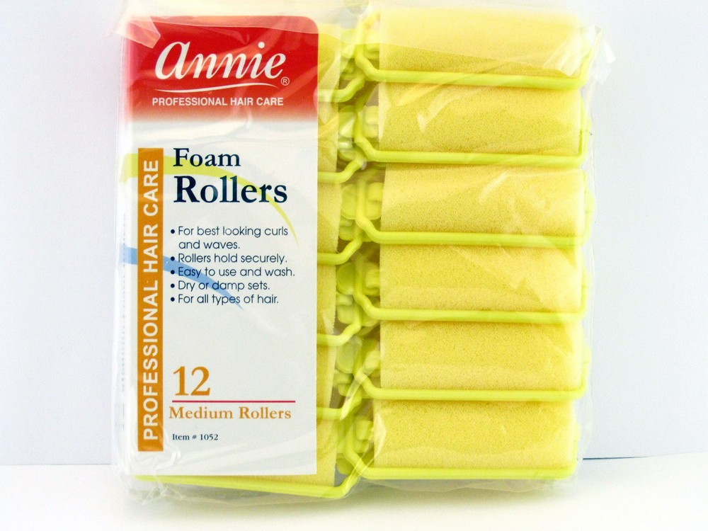 ANNIE 7/8" MEDIUM FOAM HAIR ROLLERS - 12 PCS. (1052)