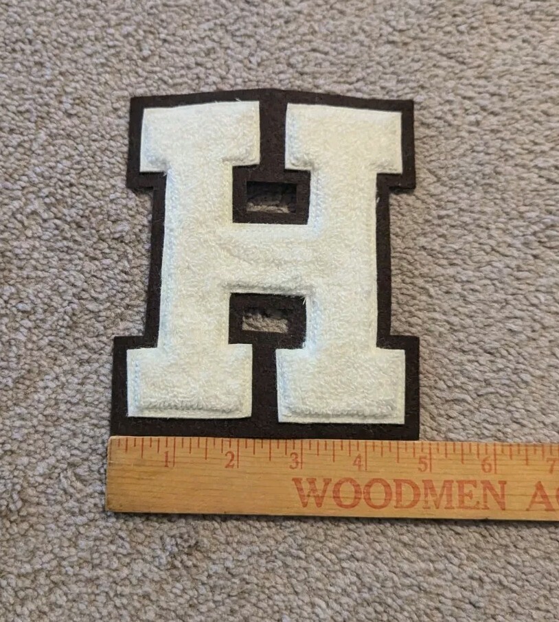 Vintage Letterman Jacket Patch LETTER H Brown White