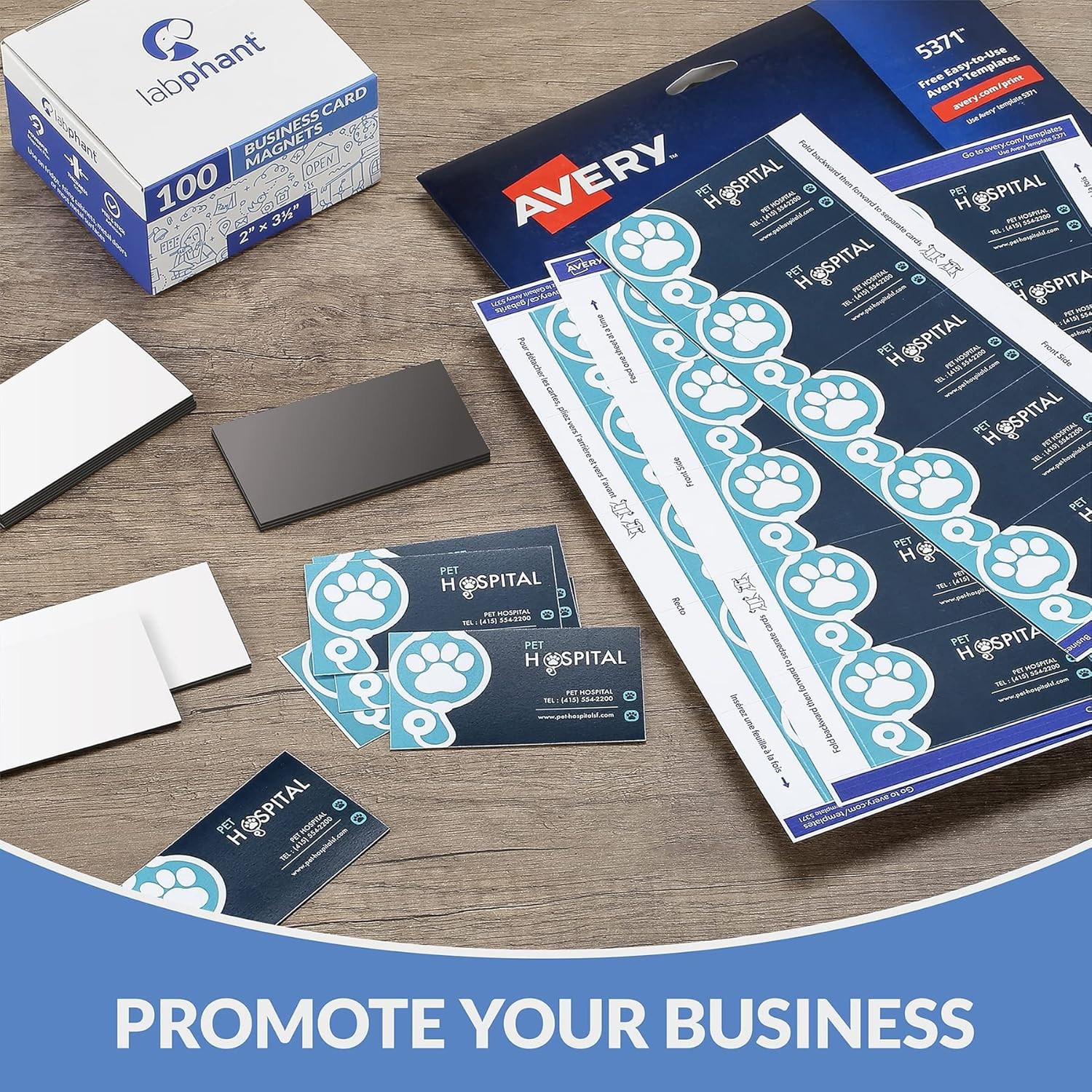 Business Card Magnets Pack of 100 – Customize with Peel and Stick Adhesive Magne