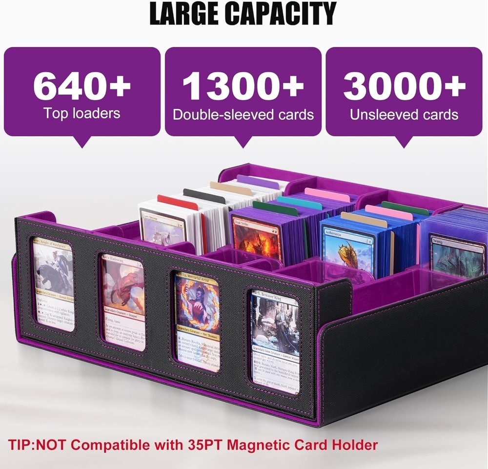 Trading Card Storage Box with Commander Display , 4-Row Deck Case with Remova...