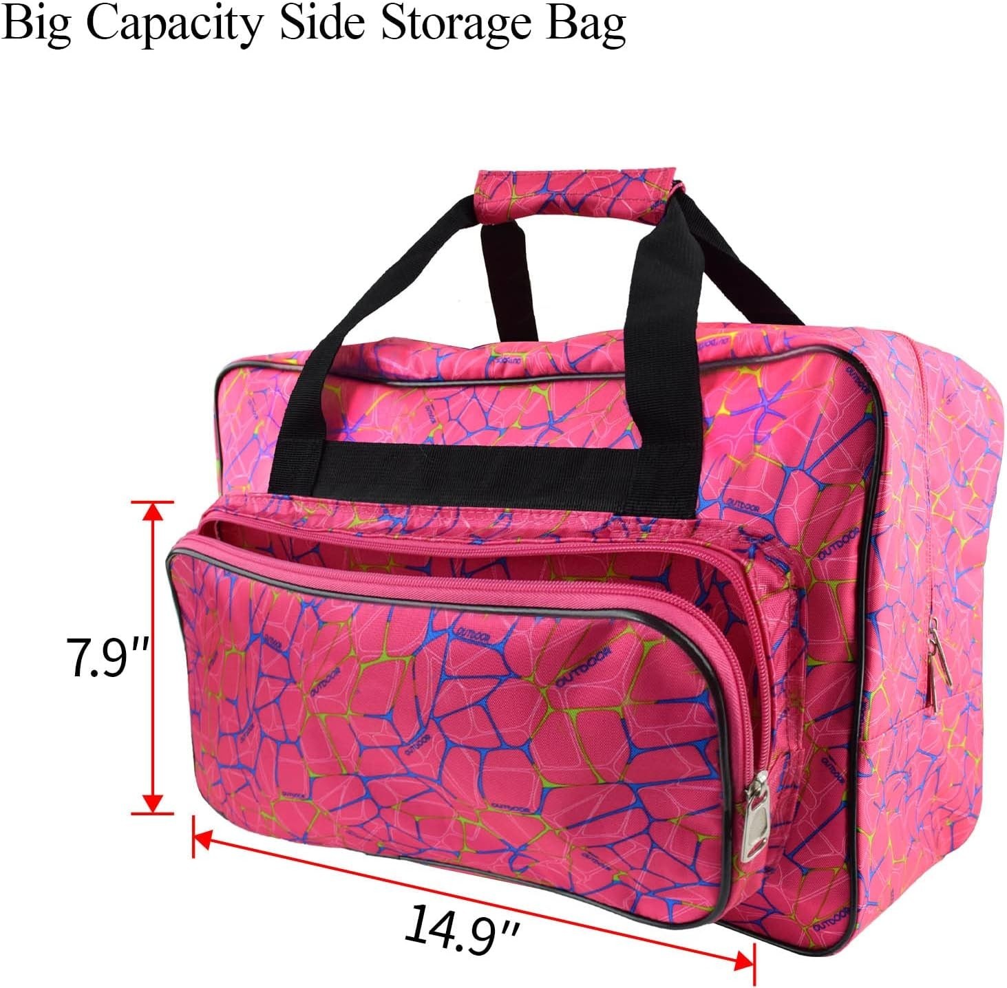 Portable Pink Sewing Machine Carrying Case with Front Pocket for Accessories