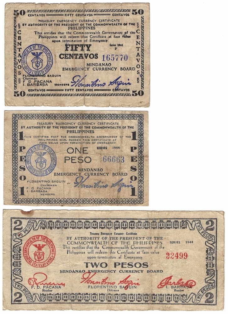 (full Set) 1944 Philippines World War II Guerrilla Issue Notes. (.50 Through 20)