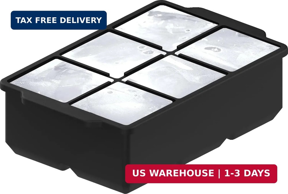 KitchFort Large Silicone Ice Cube Tray (2-Pack), Easy Release 2" Big Ice Cubes -