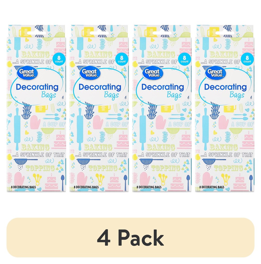 (4 pack) Great Value Disposable Decorating Bags, 8 Count