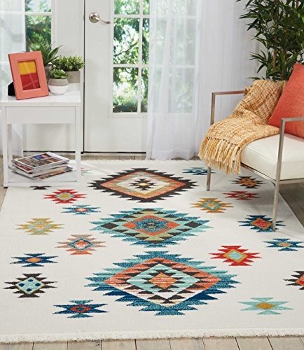Transitional Decor Transitional White 5'3'' x 7'6'' Area-Rug, Easy-Cleaning,