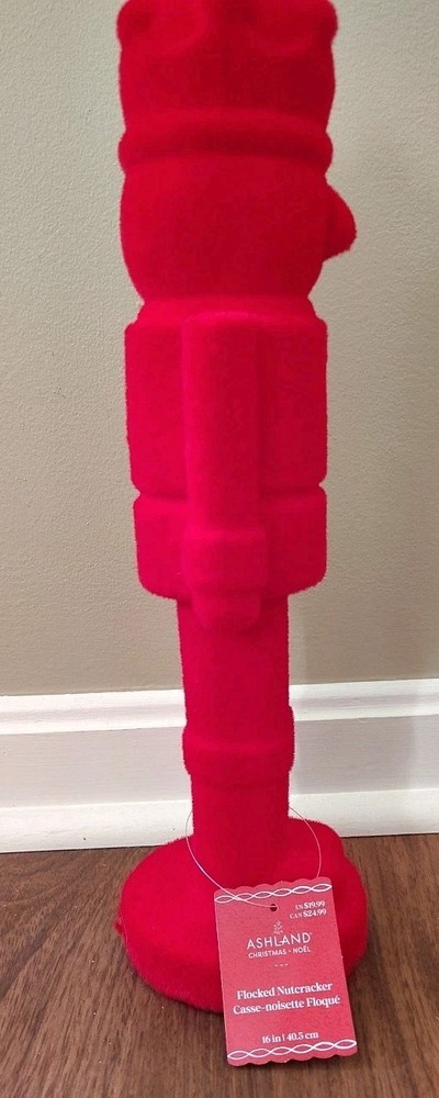 Flocked Nutcracker Decoration 16" by Ashland Red - Tabletop - Christmas