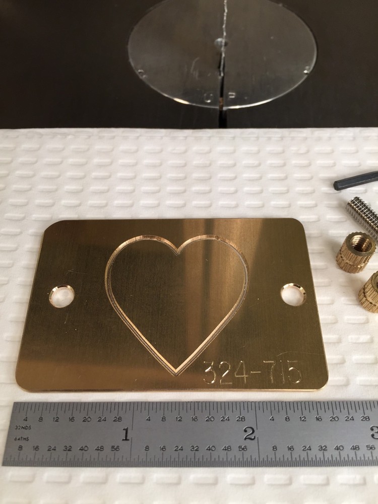MEDIUM HEART SOLID BRASS MASTER ENGRAVING PLATE FOR NEW HERMES FONT TRAY