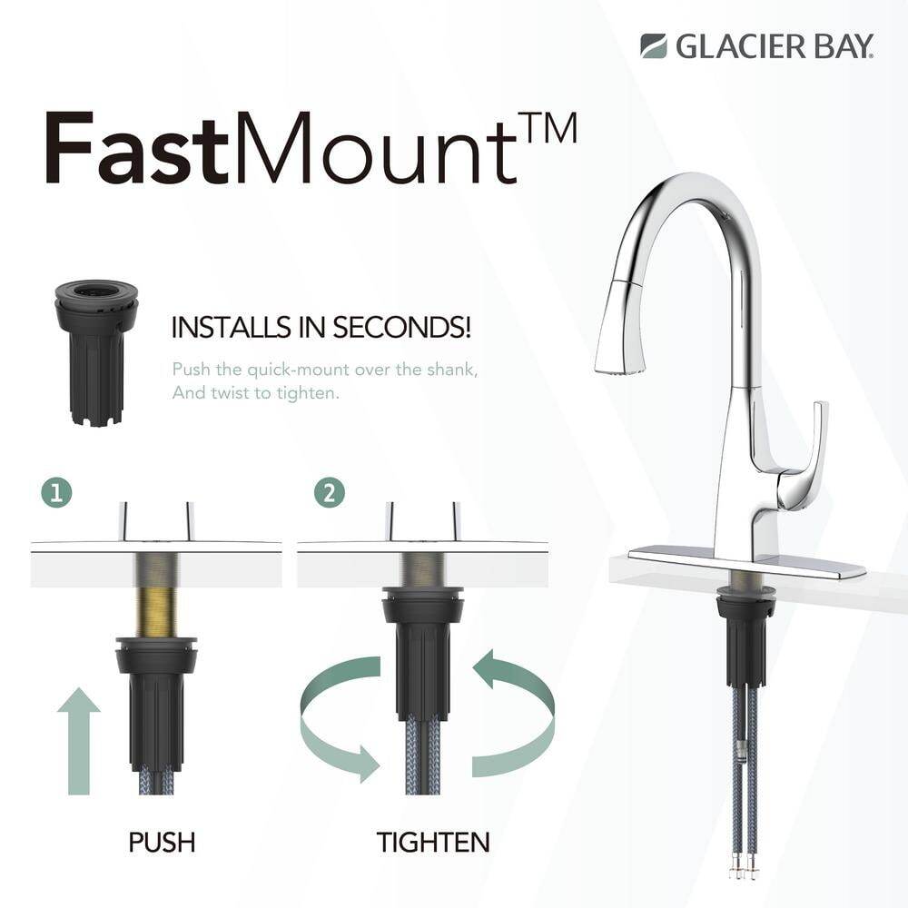 Glacier Bay Hemming Single-Handle Pull-Out Sprayer Kitchen Faucet w/Deckplate