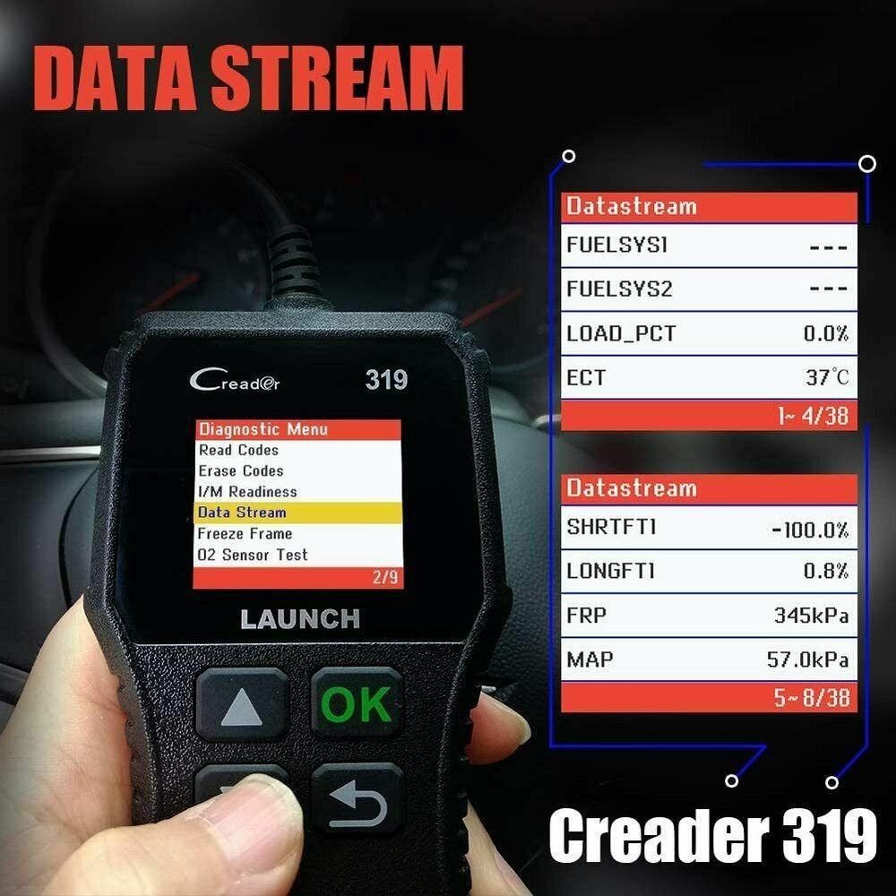 LAUNCH CR319 Car OBD2 OBD Code Reader Scanner Check Engine Fault Diagnostic Tool