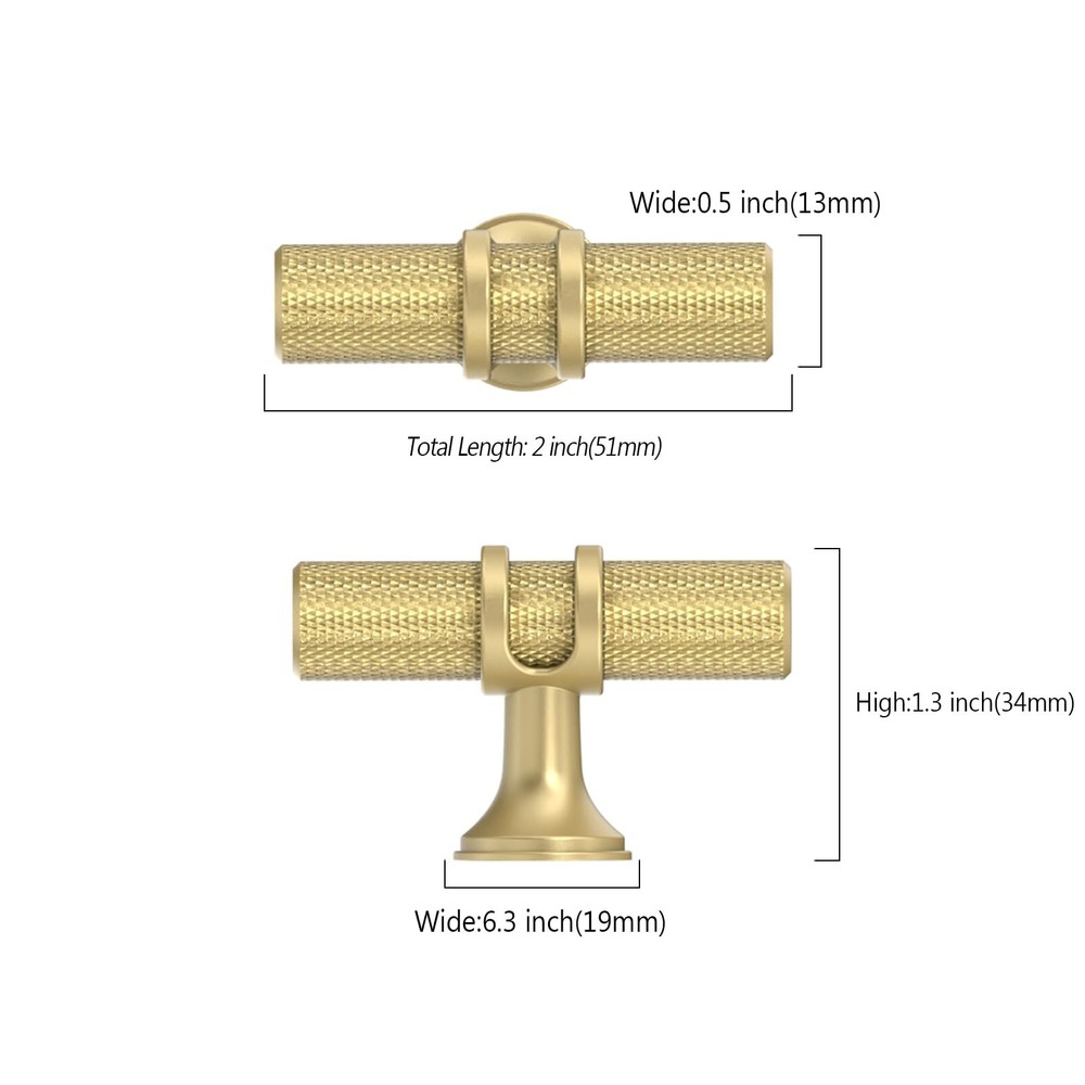 10 Pack Knurled Brushed Gold Kitchen Cabinet Knobs Dresser Knobs Drawer Knobs...